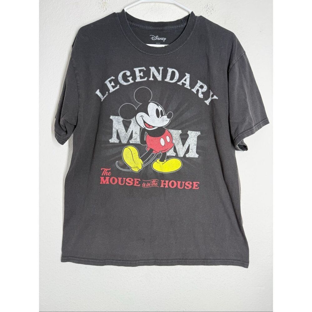 Rare Disney Mickey Mouse Legendary Mom Graphic Tee Black Short Sleeve Size L